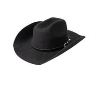 Cappello da cowboy in feltro di lana da donna unisex a tesa larga con cappuccio in pelle PU, Nero , L