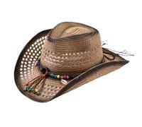 Cappello da Cowboy in Paglia Donna e Uomo, Protezione Solare scavata Spiaggia for L'Estate, Materiale Traspirante per Western Wear