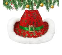 Cappello da cowboy in stile natalizio, per costumi occidentali per le vacanze con bordo bianco, cappello occidentale di Natale, per feste di Capodanno spettacoli teatrali cosplay balli in