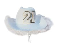 Cappello da cowboy in stile occidentale con bordo in piuma con numeri, per donne e feste di addio al nubilato, accessori per feste di addio al nubilato e addio al celibato, cappello a tesa larga per