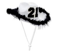 Cappello da cowboy in stile occidentale con bordo in piuma con numeri, per donne e feste di addio al nubilato, accessori per feste di addio al nubilato e addio al celibato, cappello a tesa larga per