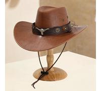 Cappello da cowboy occidentale con cinturino sotto il mento per spettacoli