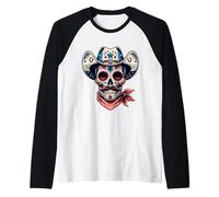 Cappello da Cowboy Patriottico con Teschio di Zucchero 4 luglio, per Donne, Uomini, Ragazzi Maglia con Maniche Raglan