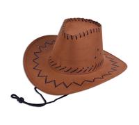 Cappello da Cowboy Pelle con Cuciture Marrone Bambini Wild West & Indiani