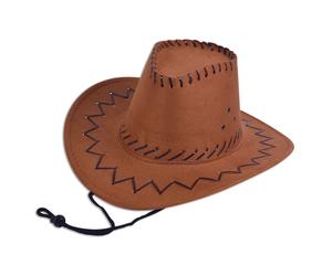 Cappello da Cowboy Pelle con Cuciture Marrone Bambini Wild West & Indiani