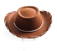 Cappello da cowboy per cowboy largo tede non tessuto non tessuto cappello da occidentale con corda di colore solido per la festa di abbigliamento di Halloween, marrone, bambini, arredamento na