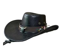 Cappello da cowboy per donne e uomini, leggero e resistente, a tesa larga, cappello da cowboy occidentale, abbinato a cappelli antivento a tesa larga in stile occidentale, Nero , L