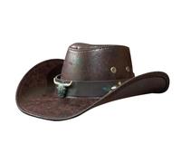 Cappello da cowboy per donne e uomini, leggero e resistente, a tesa larga, cappello da cowboy occidentale, abbinato a cappelli antivento a tesa larga in stile occidentale, Marrone, L