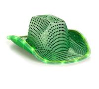 Cappello da cowboy per festa di nozze con LED Light Up Brim Patricks Party Bridal Fedora occidentale Cappello Sunproof per la sposa Led Cowboy