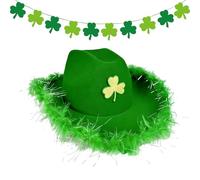 Cappello da cowboy per uomo e uomo, abiti da festa traspiranti con motivo a trifoglio | Cappelli da cowboy per uomo e uomo | Festa, festival, campagna, camionista, ragazzi, decorazioni e decorazioni