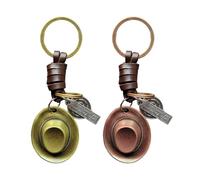 Cappello Da Cowboy Portachiavi in Pelle PU - 2 Pezzi Creativi Vintage Decorativi