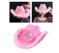 Cappello da cowboy rosa con corona in feltro luminoso in stile occidentale