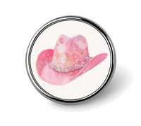 Cappello da cowboy rosa con frammenti, spilla rotonda, distintivo alla moda per uomo e donna, spilla da colletto, giacca, vestito, zaino, accessori