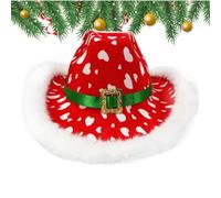 Cappello da Cowboy Rosso per il Natale | Per Costume Western Con Bordo Bianco Per Le Feste Natalizie | Cappello da Cowboy di Babbo Natale | per Performance sul Palco per Cosplay Balli in Maschera