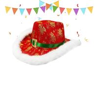 Cappello Da Cowboy Santa, Per Costume Western Per Feste Con Bordo Bianco - Cappello Da Cowboy Di Babbo Natale | Per Le Sere Di Vigilia Nuovo Anno Per Cosplay Palle Mascherate