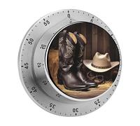Cappello da cowboy, stivali western, timer da cucina con retro magnetico, timer manuali con conto alla rovescia per aula, casa, palestra, abbronzatura