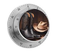 Cappello da cowboy, stivali western, timer da cucina con retro magnetico, timer manuali con conto alla rovescia per aula, casa, palestra, abbronzatura