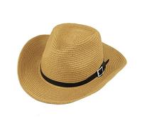 Cappello da cowboy, unisex, in paglia pieghevole, con tesa larga, cappello estivo, anti UV, da donna, estivo, protezione UV UPF 50 +, cachi, Taglia unica