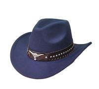 Cappello da cowboy unisex in stile western - Cappello in feltro con nastro decorato | Classico cappello western per feste a tema, festival e tempo libero