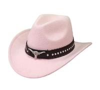 Cappello da cowboy unisex in stile western - Cappello in feltro con nastro decorato | Classico cappello western per feste a tema, festival e tempo libero