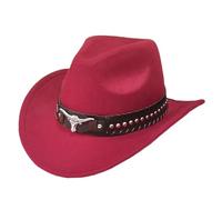 Cappello da cowboy unisex in stile western - Cappello in feltro con nastro decorato | Classico cappello western per feste a tema, festival e tempo libero