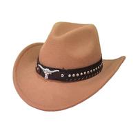 Cappello da cowboy unisex in stile western - Cappello in feltro con nastro decorato | Classico cappello western per feste a tema, festival e tempo libero