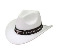 Cappello da cowboy unisex in stile western - Cappello in feltro con nastro decorato | Classico cappello western per feste a tema, festival e tempo libero
