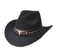 Cappello da cowboy unisex in stile western - Cappello in feltro con nastro decorato | Classico cappello western per feste a tema, festival e tempo libero