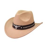 Cappello da cowboy unisex in stile western - Cappello in feltro con nastro decorato | Classico cappello western per feste a tema, festival e tempo libero