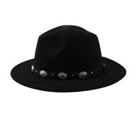 Cappello da cowboy western a tesa larga in feltro per uomo e donna (nero)