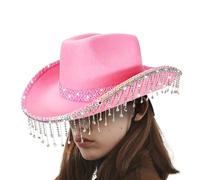Cappello Da Cowboy Western - Cappello Elegante per Festival di Musica | Copricapo Festival con Paillettes e Frange di Strass per Foto e Viaggi