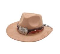 Cappello da cowboy western, cappello in feltro a tesa larga, unisex, classico cappello da cowboy, cappello da sole resistente for esterni, adatto for le vacanze e for partecipare ai balli(Khaki)