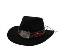 Cappello da cowboy western, cappello in feltro a tesa larga, unisex, classico cappello da cowboy, cappello da sole resistente for esterni, adatto for le vacanze e for partecipare ai balli(Black)