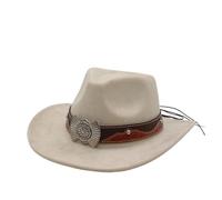 Cappello da cowboy western, cappello in feltro a tesa larga, unisex, classico cappello da cowboy, cappello da sole resistente for esterni, adatto for le vacanze e for partecipare ai balli(Beige)