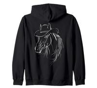 Cappello da Cowboy Western Horse Line Art Equine Design Felpa con Cappuccio