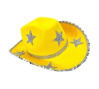 Cappello da cowboy western - Set di feltro con strass a cinque punte a stella da discoteca per donna, per feste di compleanno e copricapo glamour scintillante da cowgirl