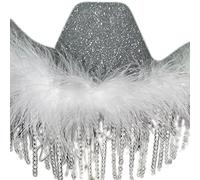Cappello da cowgirl a tesa piuma Sposa Foto Costume Puntelli Outdoor Donna Ragazza Cappello Con Strass Tesa Cappelli da Sposa Per Addio Al Nuoto Festa Cowgirl Cappelli Per Addio Al Nubilato Party