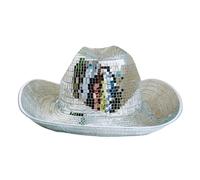 Cappello da cowgirl al neon, cappello da cowboy con palla da discoteca, comodo cappello da cowboy in pelle, da donna, a tesa larga, vintage, leggero, fatto a mano, palla da discoteca, cappello da