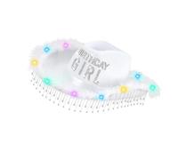 Cappello da cowgirl con nappe di compleanno con strass e luci LED colorate, tappi superiori regolabili per feste di compleanno