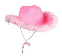 Cappello da cowgirl con piume, scintillante cappello da cowgirl, per feste in maschera, feste in maschera, feste in maschera, compleanno a tema cowboy