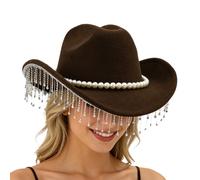 Cappello Da Cowgirl Con Rhinestone - Copricapo Elegante Con Tesa Larga - Cappelli Western Uomini Con Nappe Di Strass,Per Concerti Di Musica, Matrimoni, Vacanze, Celebrazioni, Cosplay E Sessioni