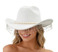 Cappello Da Cowgirl Con Rhinestone - Copricapo Elegante Con Tesa Larga - Cappello Western Per Abbigliamento Cowboy Donna,Per Vacanze Celebrazioni Cosplay Servizio Fotografico Feste Festival Carnevale