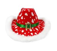Cappello Da Cowgirl Per La Celebrazione Di Natale | Accessori Per Costume Western Per Feste Con Bordo Bianco | Cappello Rosso per Cowboy e Cowgirl di Natale,Per Le Serate Di Capodanno Prestazioni S