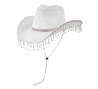 Cappello da cowgirls con frangia di carnevale da donna con corda regolabile per la sposa occidentale festa di nozze per le donne per uomo