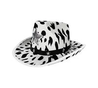 Cappello da cowgirls in cotone traspirante con paillettes stella mucca stampa decorazione pratica cappellini cosplay per eventi a tema occidentale cappello cowgirls modello con borchie in metallo