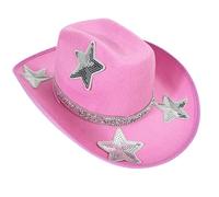 Cappello da cowgirls per la sposa, con tesa grande, per giochi di ruolo, con strass, cappello a stella, per festival musicali, club, copricapo da cowboy