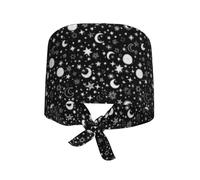 Cappello Da Cuoco Black And White Space Pattern Stars Moon Cappello Da Chef Vintage Bandana Elastico Cappellino Da Chef Per Grigliare Catering Ristorante