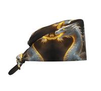 Cappello Da Cuoco Golden White Fire Dragon Print Cappelli Da Cuoco Vintage Cappellino Da Chef Elastico Cappello Da Chef Per Grigliare Cucina Catering