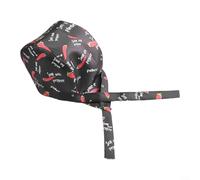 Cappello da cuoco pirata con motivo teschio, morbido cotone e cinturino regolabile, adatto per chef professionisti, panettieri e uso quotidiano in cucina (griglia bianca e nera)