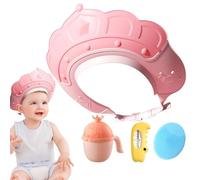 Cappello da doccia per cappello shampoo | Visiera da bagno con indicatore della temperatura 'acqua e tazza per shampoo - Cappello di sicurezza con spazzola per shampoo per la protezione degli
